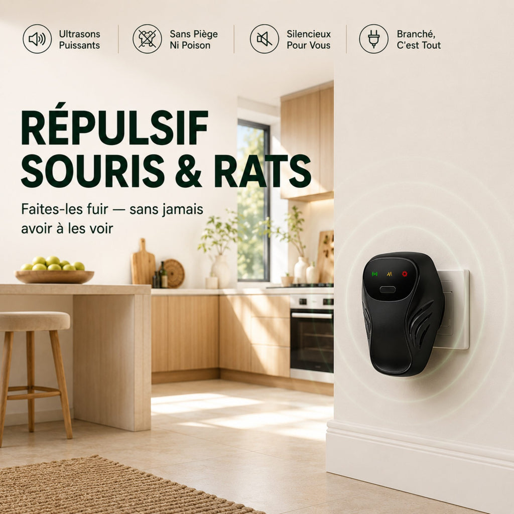Répulsif Souris et Rats à Ultrasons HomeGuard™ — Prise Anti-Rongeurs Intérieur